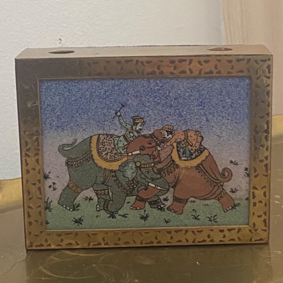 Indian artwork, wood & brass,  pen & notepad holder - Picture 15 of 15